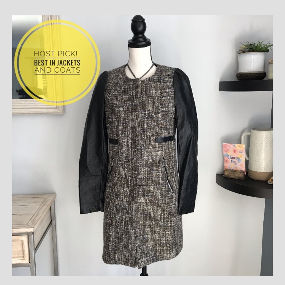 H&M Long Black Tweed Jacket